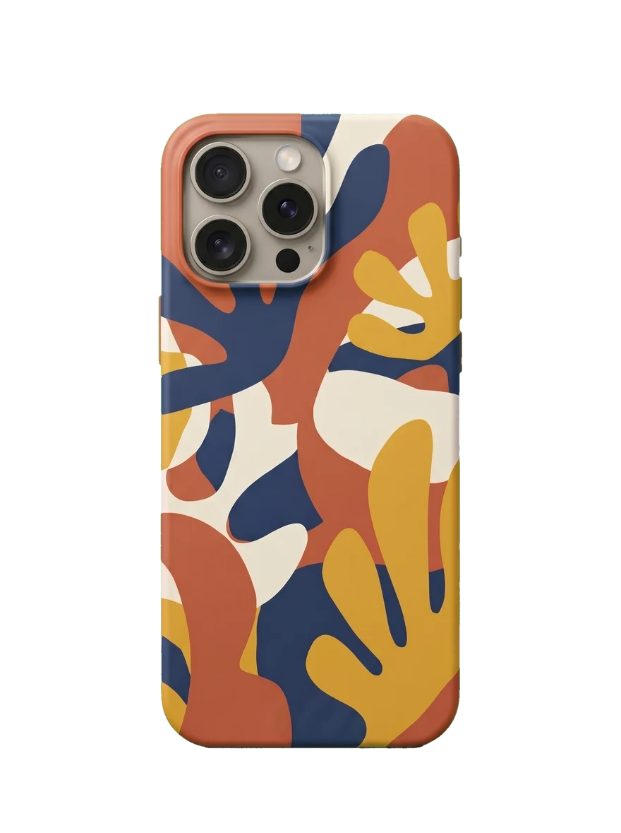 Custom phone case printed with a bold abstract design